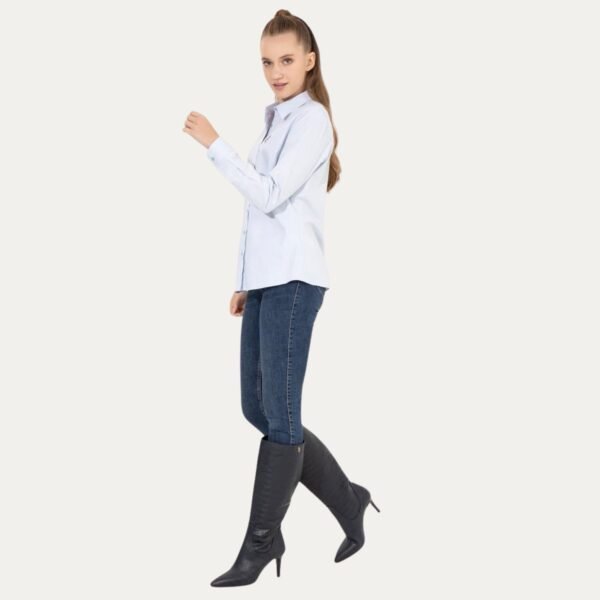 Women's Light Blue Long-Sleeve Basic Shirt