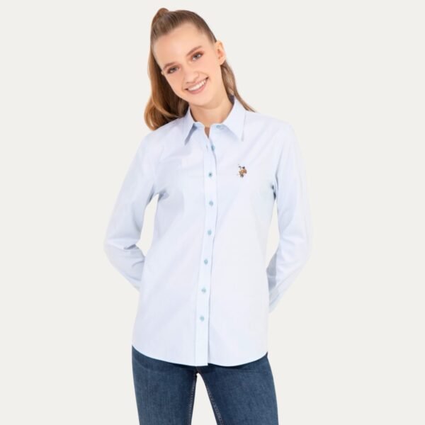 Women's Light Blue Long-Sleeve Basic Shirt