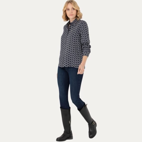 Women's Navy Blue Long-Sleeve Shirt
