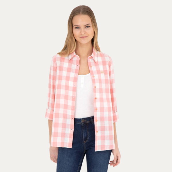 u.s. polo assn women shirts (6) Women's Salmon Long-Sleeve Shirt