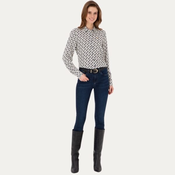 Women's Navy Blue Long-Sleeve Shirt