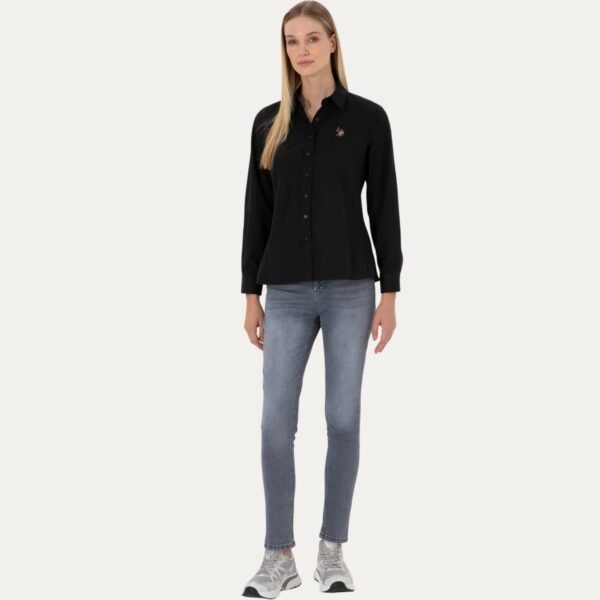 Women's Black Long-Sleeve Basic Shirt