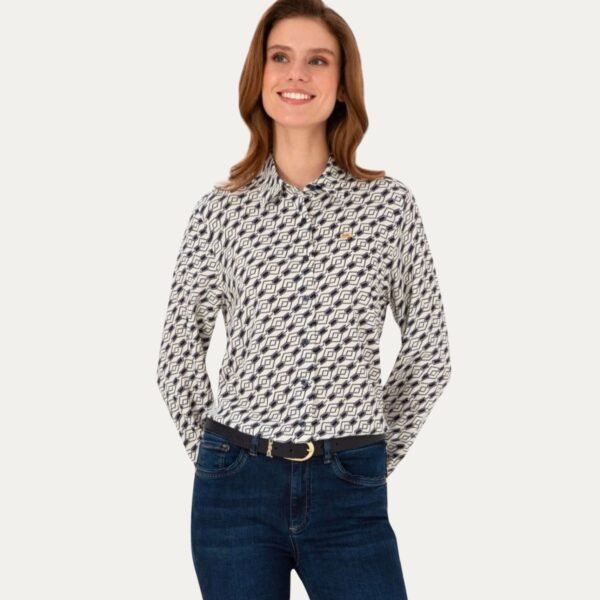 Women's Navy Blue Long-Sleeve Shirt
