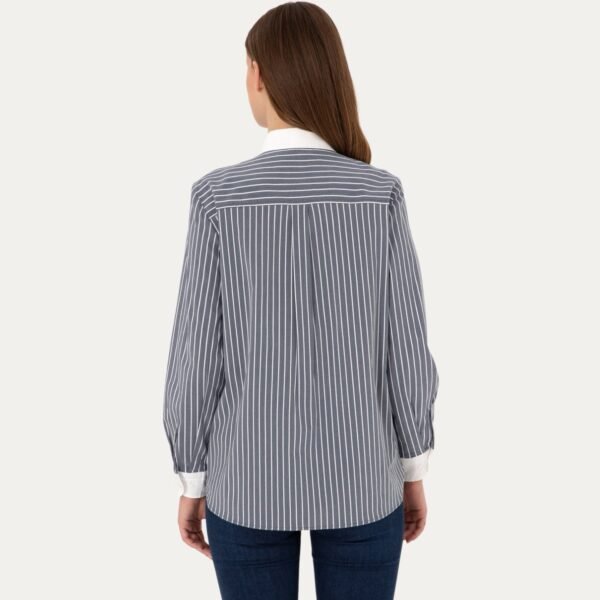 Women's Navy Striped Long-Sleeve Tunic Shirt