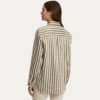 Women's Khaki Long-Sleeve Striped Shirt