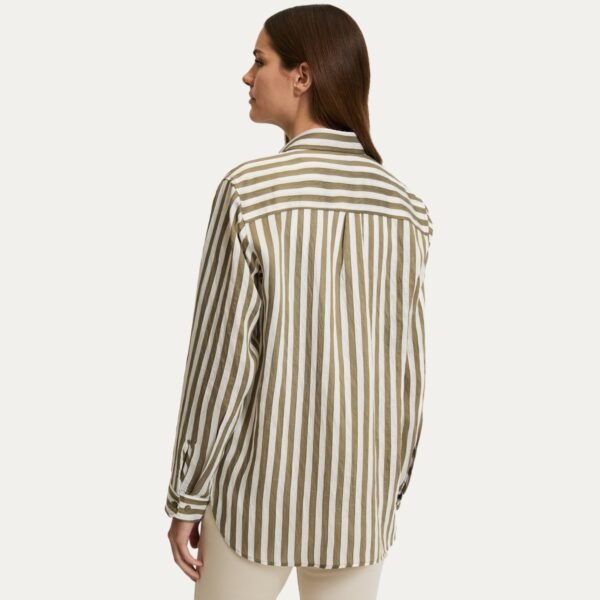 Women's Khaki Long-Sleeve Striped Shirt
