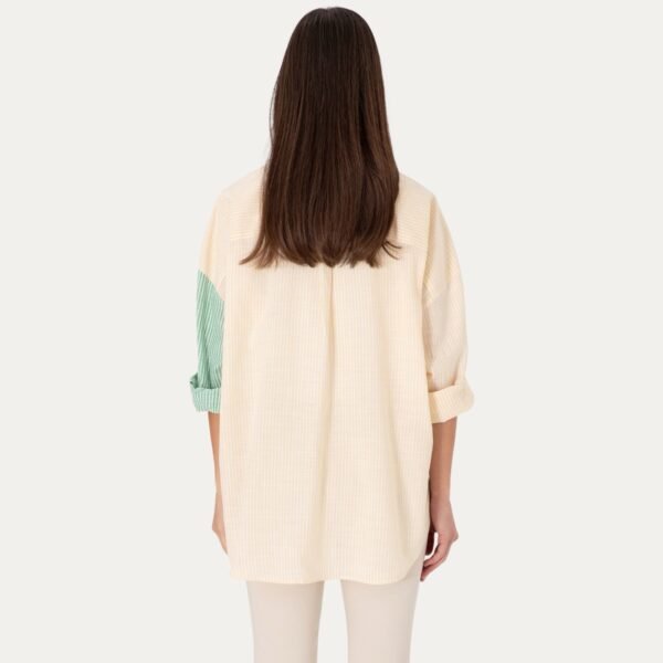 Women's Light Pink Striped Long-Sleeve Tunic Shirt