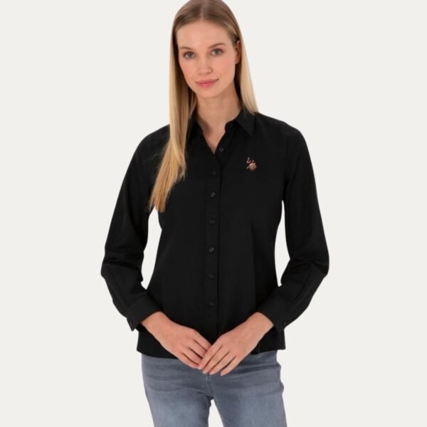 Women's Black Long-Sleeve Basic Shirt
